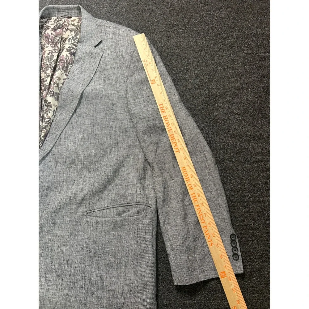 Oak‎ Hill Linen Rayon Blazer Sport Coat Gray Mens 2XLT Floral Lining 2-Button